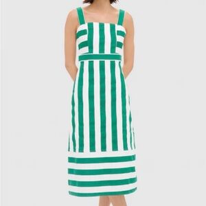 Denim Tuckernuck Hyacinth House Green and White Striped Midi Dress.